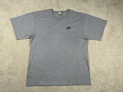 Vintage Nike T Shirt Large Gray Swoosh Embroidered Check Logo Essential