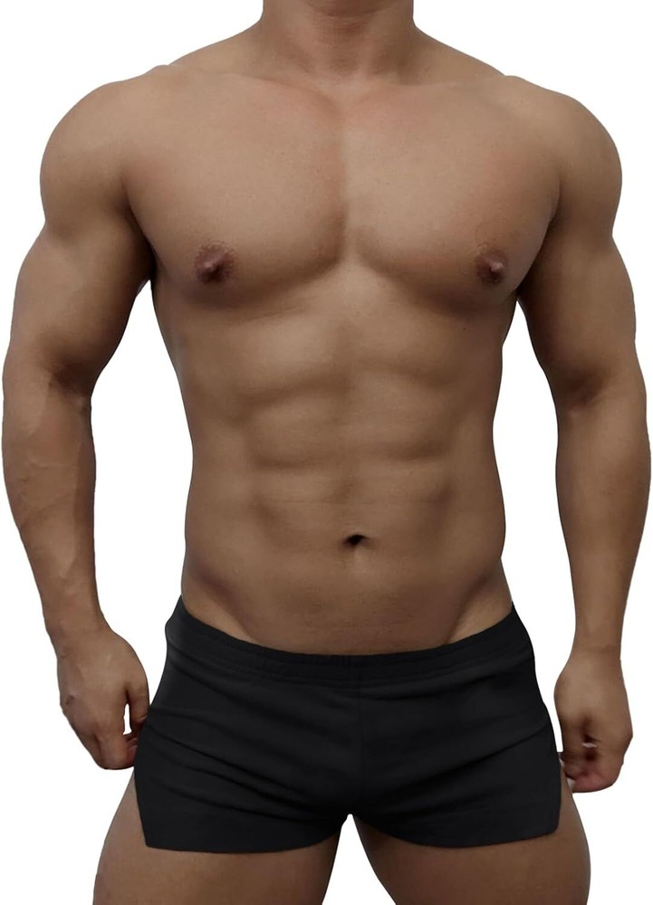 Mens 3″ Inseam Running Shorts with Large Run Side Split Large, Black