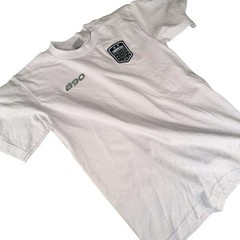 B90 Pro Athletic Soccer T-Shirt White Blue Graphic Tee Men’s Size M