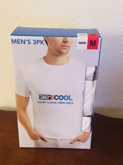32 Cool Degrees Mens 3pk Shirt Medium Short Sleeve Crew Neck White Anti Odor New
