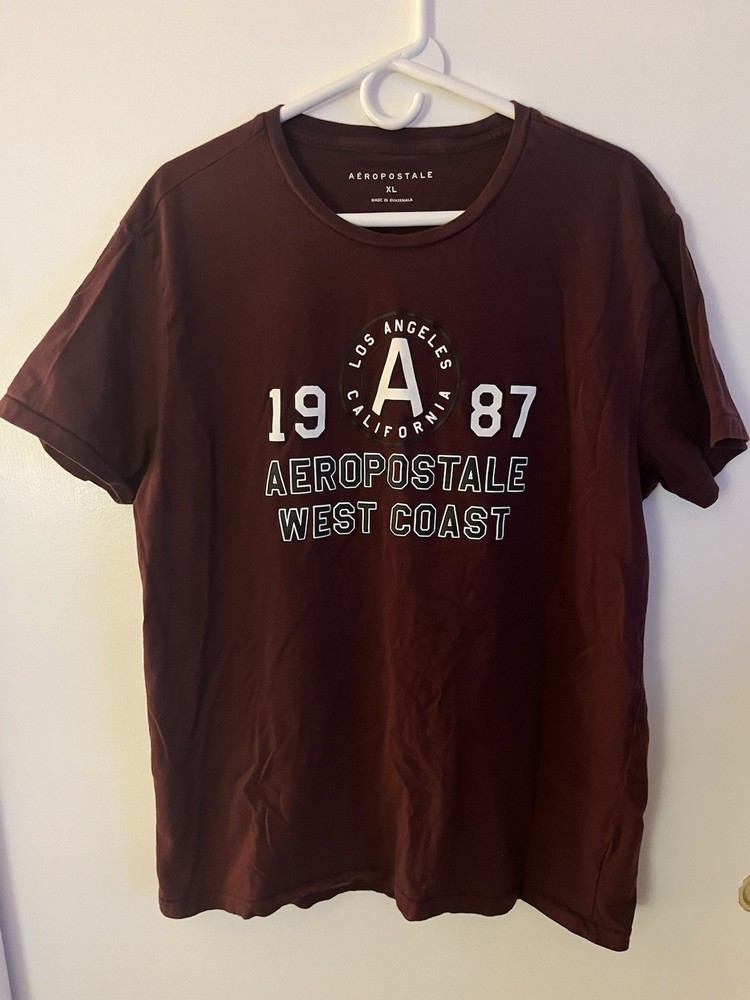 Aéropostale Men’s Brown Los Angeles California Logo Graphic Crew Tee, XL