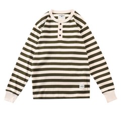 Men Classic Henry Shirt Sailor Striped T-Shirt Cotton Deck Sea Undershirt Causal