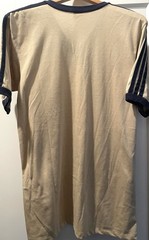 Vintage 70s 80s ADIDAS Trefoil V-Neck Athletic Ringer T Shirt Khaki Navy 50/50 L