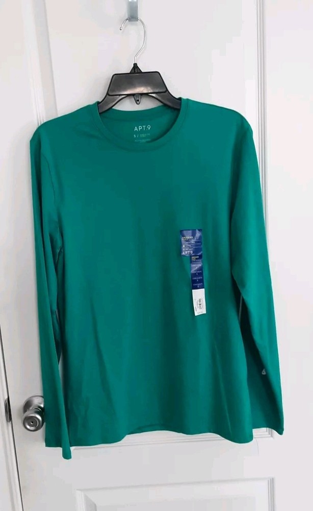 Apt. 9 Men’s Long Sleeve Premier Flex Crewneck Tee Teal Size: Small