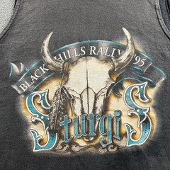 Vintage 3D Emblem Wolf Tank Top Mens Large Black Faded Sleeveless Biker Sturgis