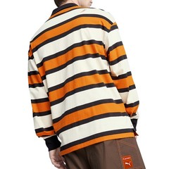 PUMA Carrots X Collared Long Sleeve Pullover Shirt Mens Orange, White Casual Top
