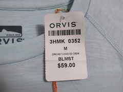 Men’s Orvis DriCast Logo Crew Neck Short Sleeve Tee T-Shirt Lt. Blue Size MEDIUM