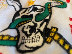 Rare Vintage Embroidered ROK Korean Marine Corps Recon Zipper Front Shirt -White