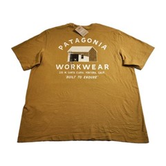 Patagonia Shirt Men’s Large Bobcat Brown Short Sleeve Cotton For Change New, NWT