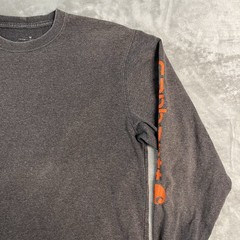 Carhartt K231 Long Sleeve Logo T Shirt Mens Medium Brown Orange Graphic Tee Work