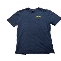OAKLEY T Shirt Men M Black Orange Yellow Spellout Grunge Custom Sports Tee 38″