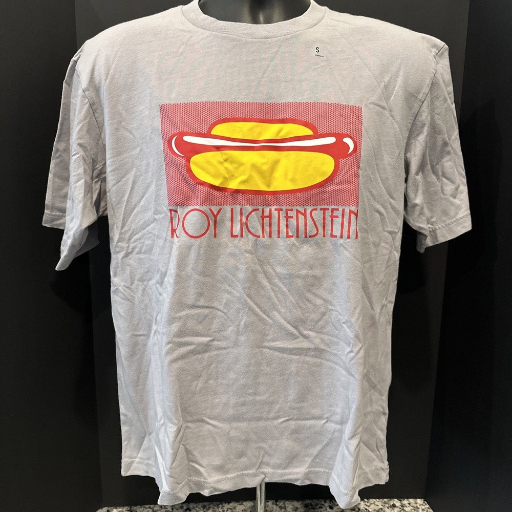 Roy Lichtenstein x UNIQLO UT T-Shirt Hot Dog Mens Size Small Gray Cotton Tee New