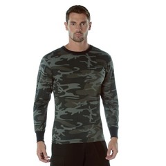Long Sleeve Shirt Black Camo Tactical Military Hunting Rothco Tee Sizes S-3XL