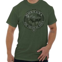 Montana Treasure Mountain Moose Wildlife MT Adult Short Sleeve Crewneck Tee