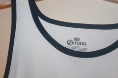Corona Mens T Shirt M White Tank Crown Beach Sunset Contrast Trim Weekend NWT