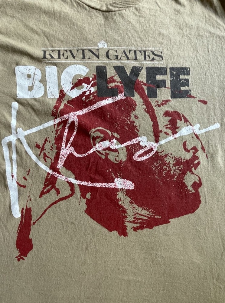 Kevin Gates Big Lyfe Tour T Shirt Tan Medium 2-Sided Graphic Concert Rap Tee