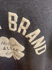 LUCKY BRAND T-SHIRT MENS Large POLY COTTON RAYON BLEND GRAY4-LEAF CLOVER LA USA