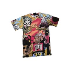 Rebel Men’s Multicolor Graphic Print Logo Crew Neck Short Sleeve T-Shirt Size S