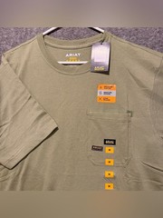 Ariat Rebar Work Pocket Tee Mens Medium Green Wicking Venttek 360 Shield NWT
