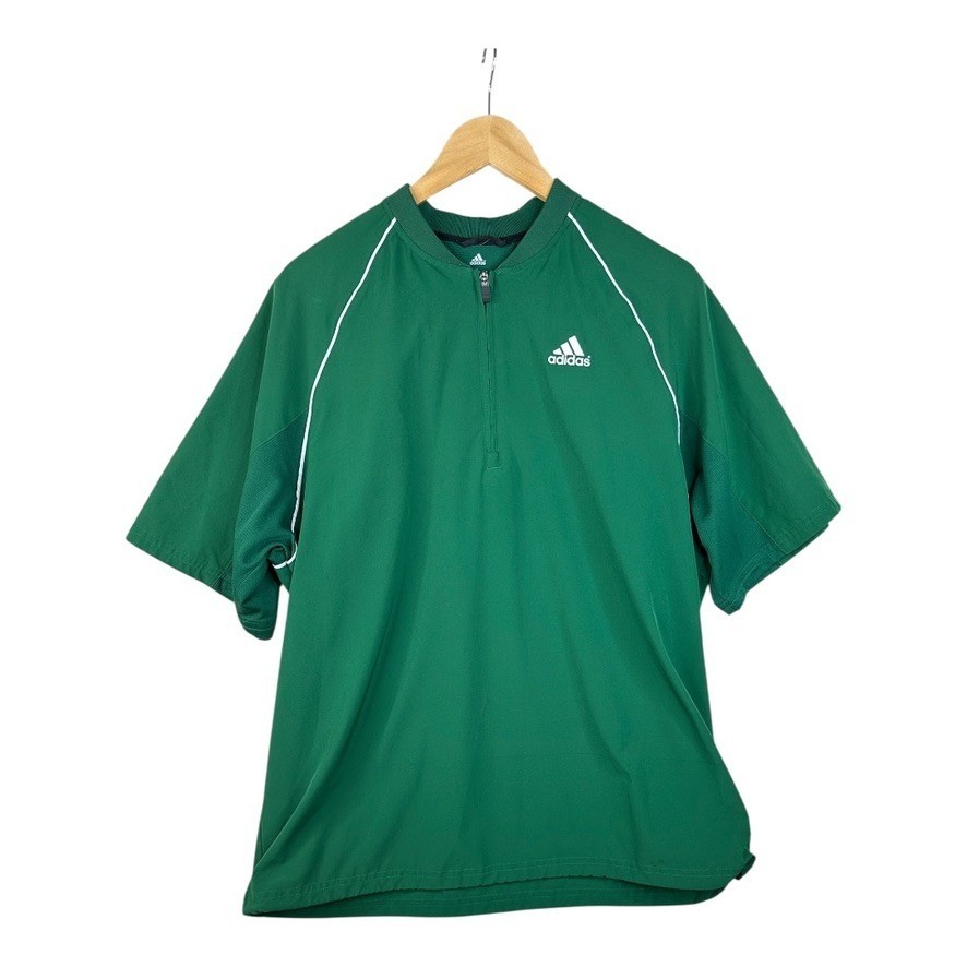 Adidas Mens Climacool Triple Stripe 1/4 Zip Up Performance T Shirt Size M Green