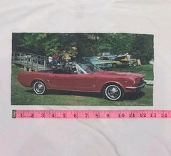 Vintage Ford Mustang Graphic T-shirt Red Convertible 1965 Car Show Mens XL