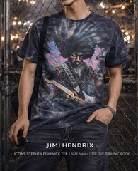 Stephen Fishwick Icons Jimi Hendrix Tee Tie Dye Small Graphic Band Rock Festival