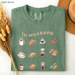 le weekend Coffee Croissant Comfort Tee Shirt Relaxed