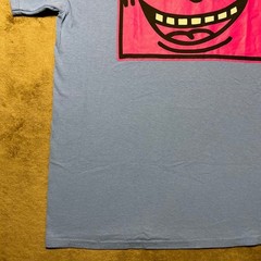 Keith Haring Graphic T Shirt Mens L Blue Pink Three Eyed Face Pop Art Tee