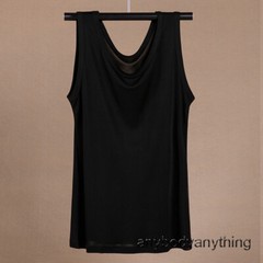 Men’s 100% Silk Tank Tops Crew Collar Sleeveless T-Shirt Knitted Undershirt Tops