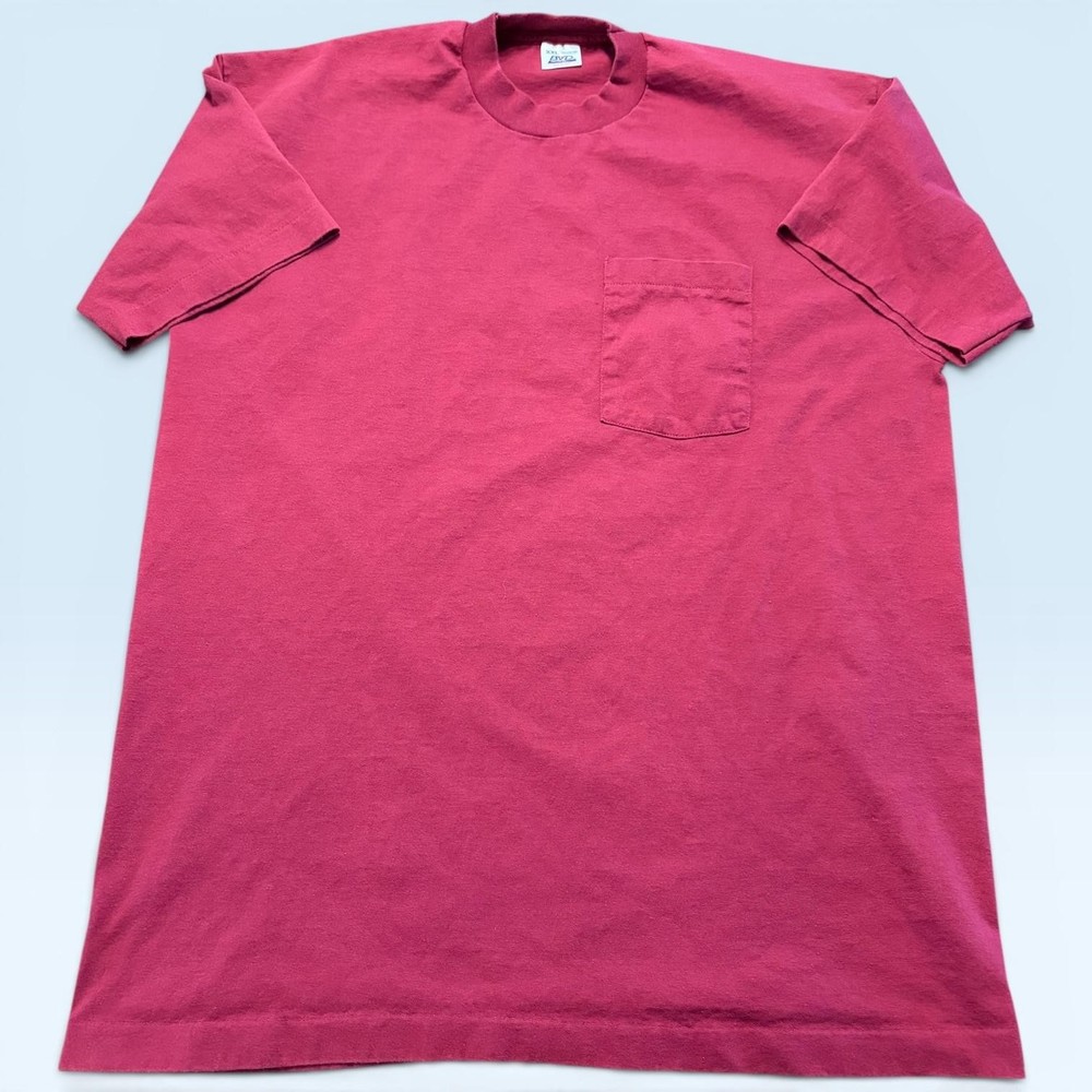 Vintage BVD Shirt Mens 2XL Red Pocket Blank Tee T-Shirt Crewneck Made USA