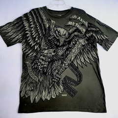 Y2K 7.62 Design Mens Shirt Sz L Green In Arms We Trust Graphic Eagle Patriot Cot