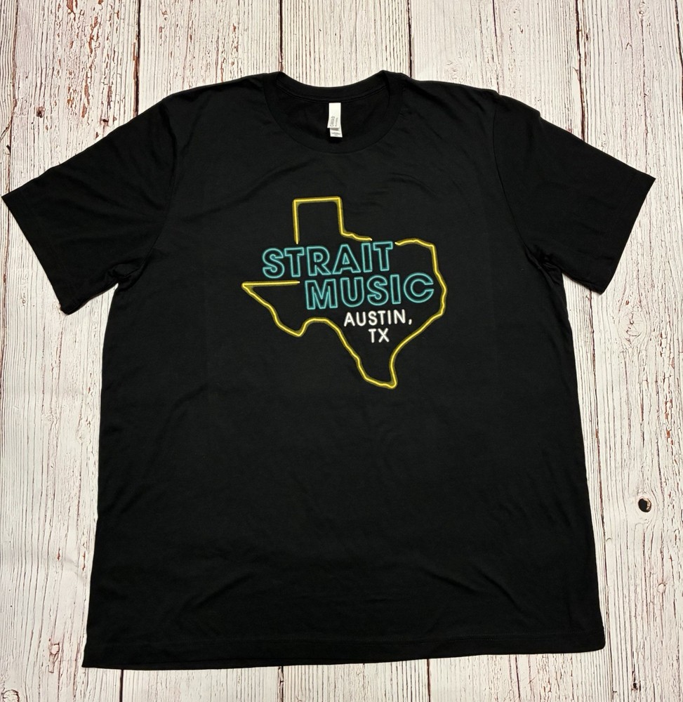 NEW Bella + Canvas George Strait Music Austin TX Men’s Black T-Shirt Crew 2XL