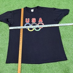 Vintage 2000s Official Olympics USA Sports Black T-Shirt Y2K Men’s XL – 24.5×29
