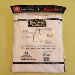 3 Pc Men 100% Cotton A-Shirt Tank Top Ribbed Undershirt White Muscle By Knocker