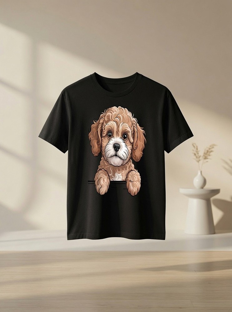 Cavapoo Cute Peeking Cavoodle Dog Lover Dog Lover Graphic Tee Gift