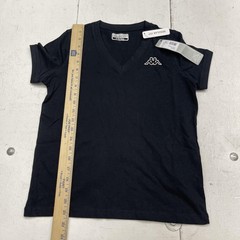 Kappa Maglietta Shirt Mens XS Black V-Neck Logo Tee Cotton Regular Fit Casual