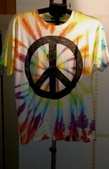 Peace Time Tie-Dye TShirt L Single Stitch Cotton T Shirt Stains 1990 Fruit Loom