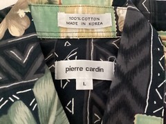 Pierre Cardin Hawaiian Shirt Men’s sz L large black Hawaiian 🌺 palm tree beach
