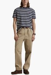 NEW! Polo Ralph Lauren Striped Custom Slim Fit Tee Shirt Navy Gray SZ M