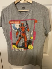 Marvel DEADPOOL Mens Sz M Cerebro Scan T-Shirt Gray Multicolor Super Heroes
