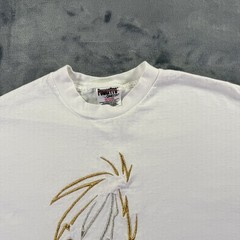 VTG Key West T-Shirt Size L White Embroidered Stitched Palm Tree Beach 90s FL