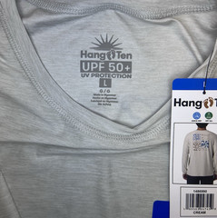 HANG TEN Men’s Large Cream Color Long Sleeve Sun Shirt UPF 50+