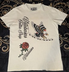 Valabasas Men’s White Tattoo Shop Eagle Skull Rose Graphic Crew Neck T-Shirt S