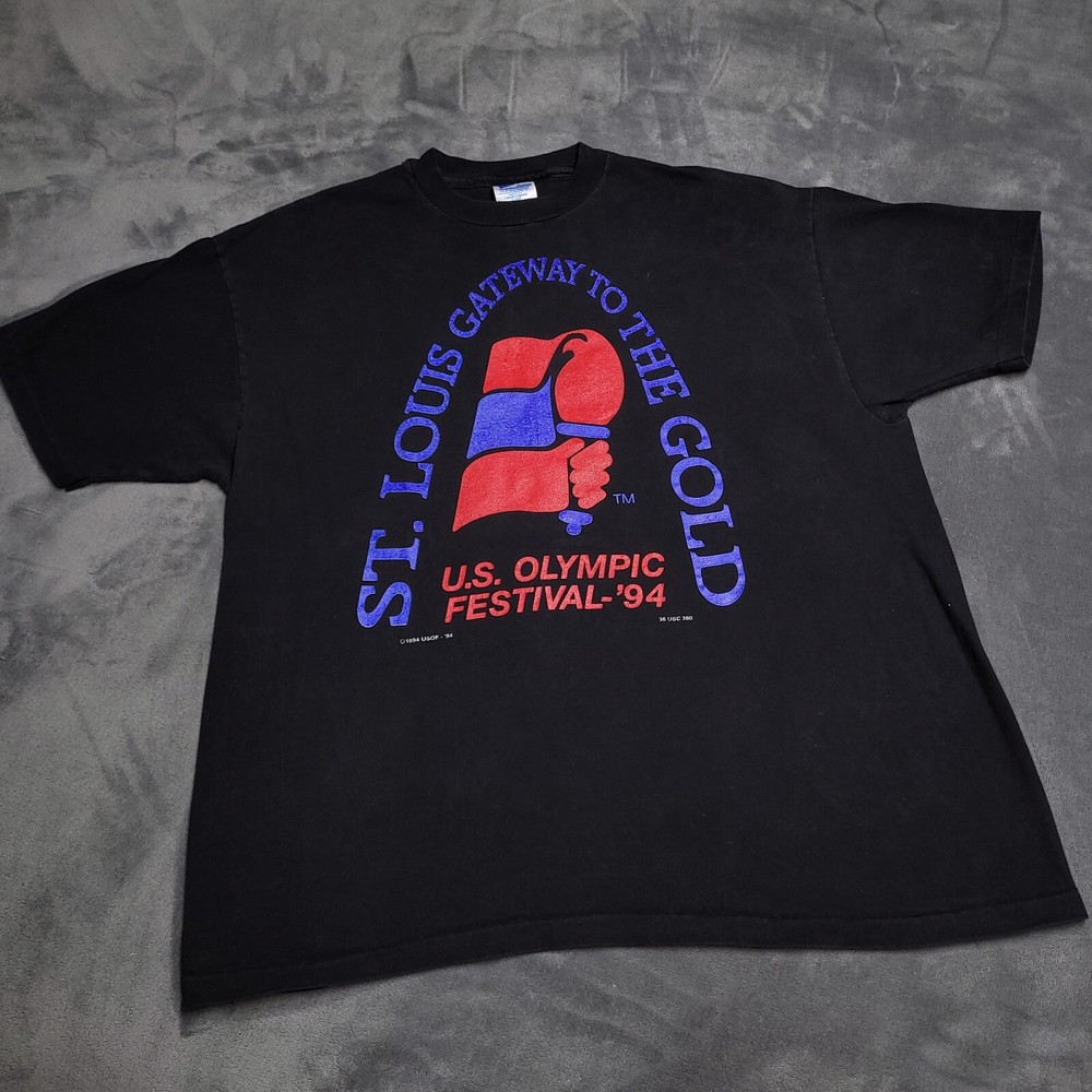 Vtg 90s Olympics Games Shirt Sz XL Single Stitch St Louis Arch Hanes 1994