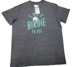 Talk BIRDIE To Me Golf Graphic Heather Black Ultra Soft T Shirt Large NEW