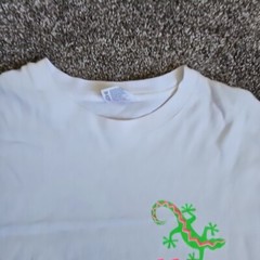 Gecko Hawaii Neon Color Size Large Single Stitch White Destination Short Sleeve
