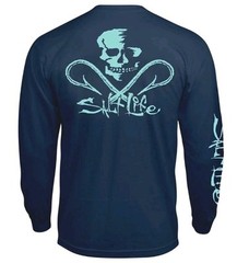 Salt life Long Sleeve, Skull and Hooks, Men’s Graphic TShirt, Medium