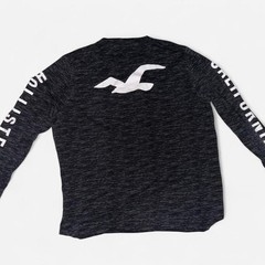 Hollister-co Men’s Grey and Black T-shirt