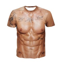 Funny 3D Muscle Printed Men’s Short Sleeve T Shirt Summer Tees Tee Tops