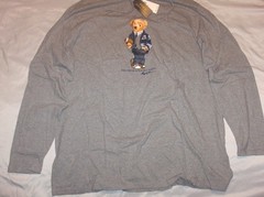 POLO RALPH LAUREN Mens BIG & TALL Football Bear Hoodie T-Shirt Tee, HEATHER GRAY